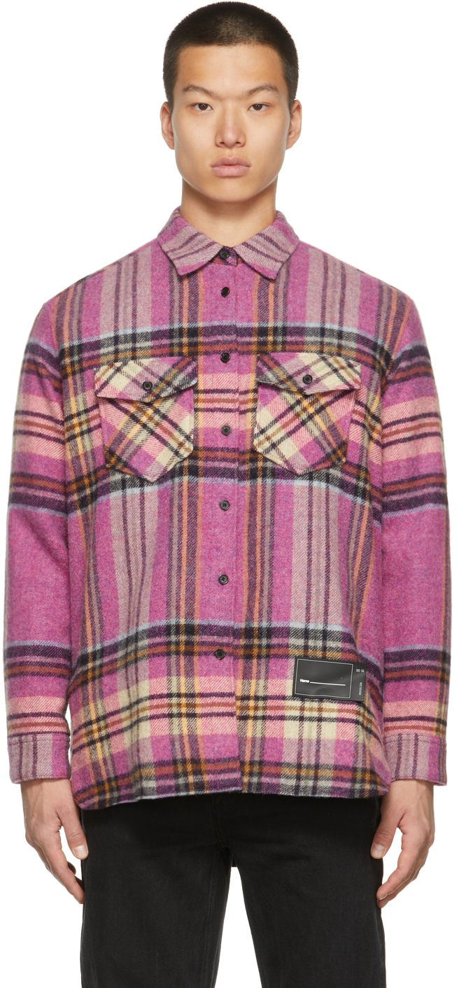 We11done Pink Check Wool Flannel Shirt | Smart Closet