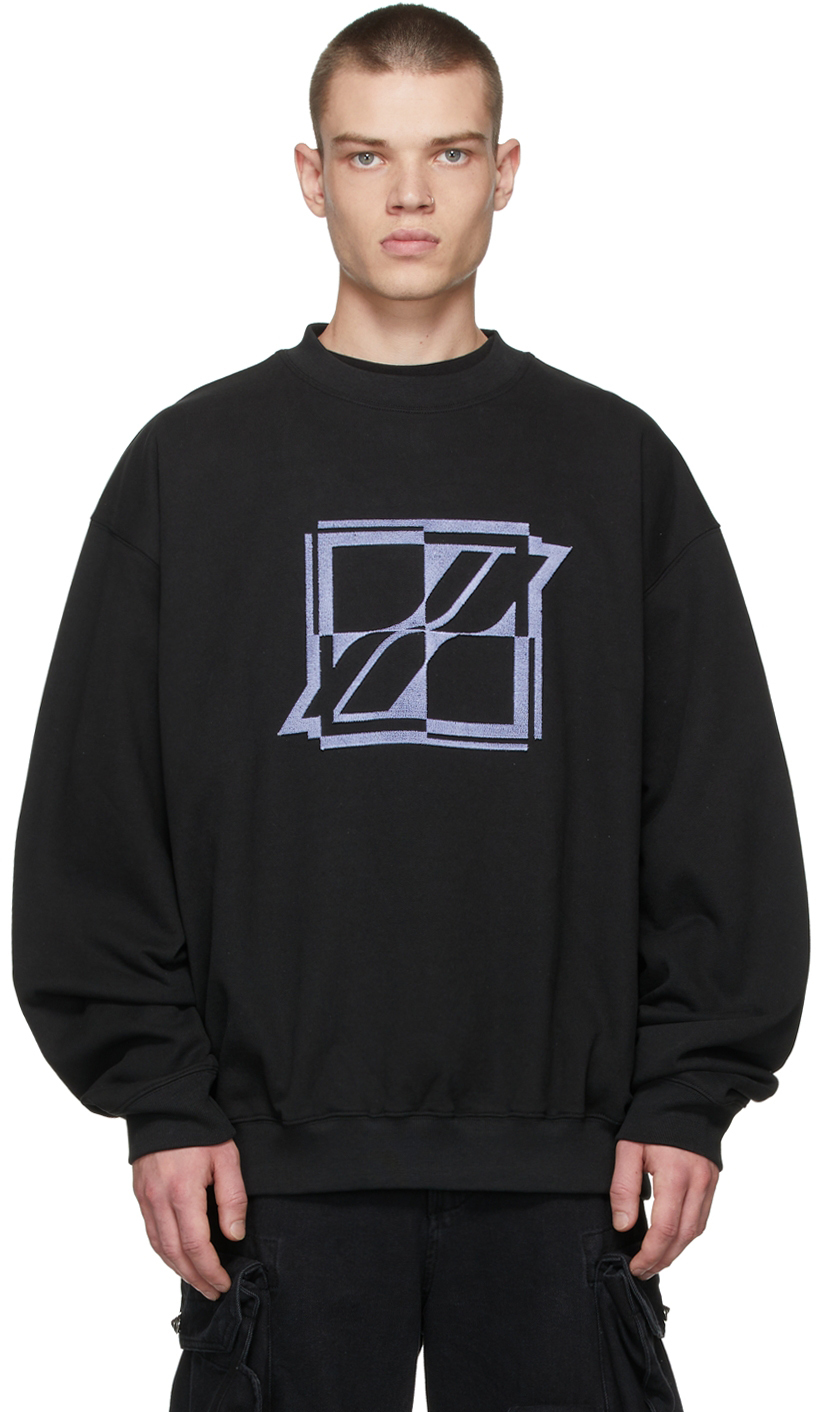 We11done: Black New Logo Embroidered Sweatshirt | SSENSE