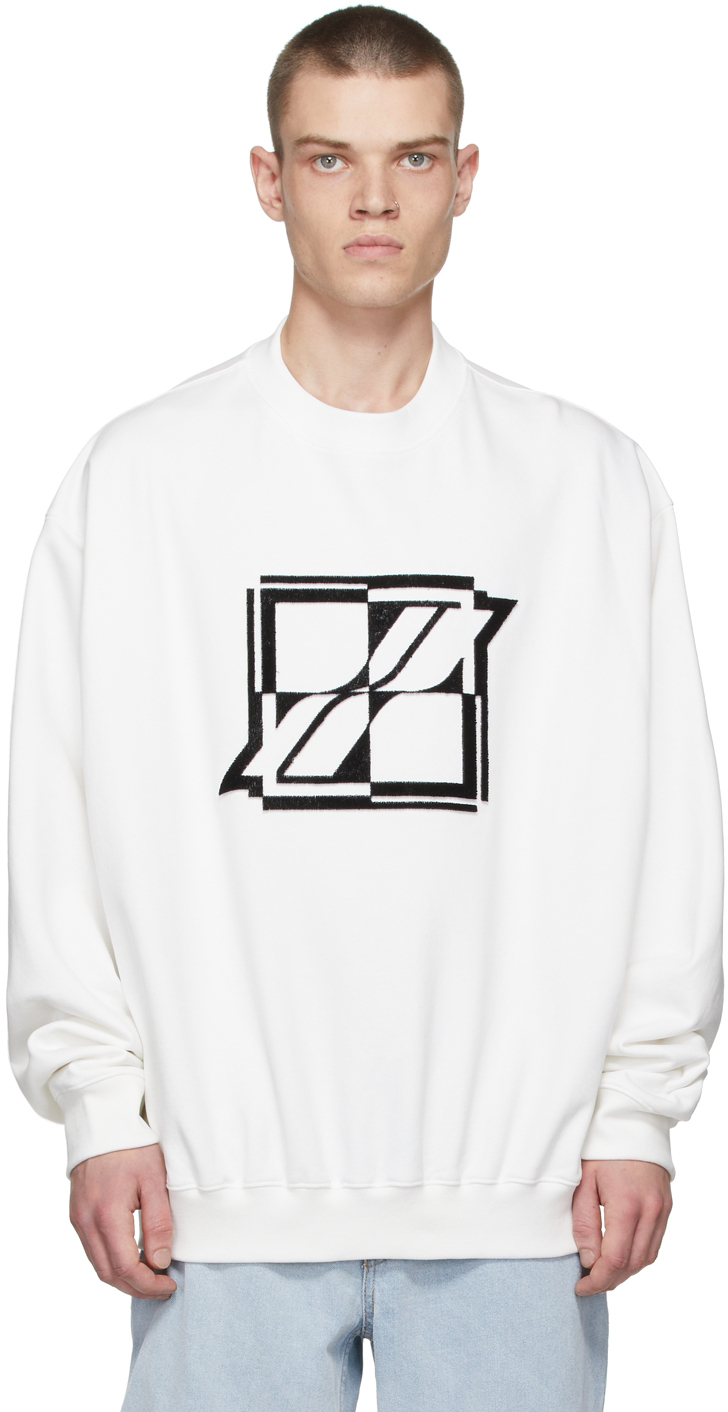 We11done White New Logo Embroidered Sweatshirt
