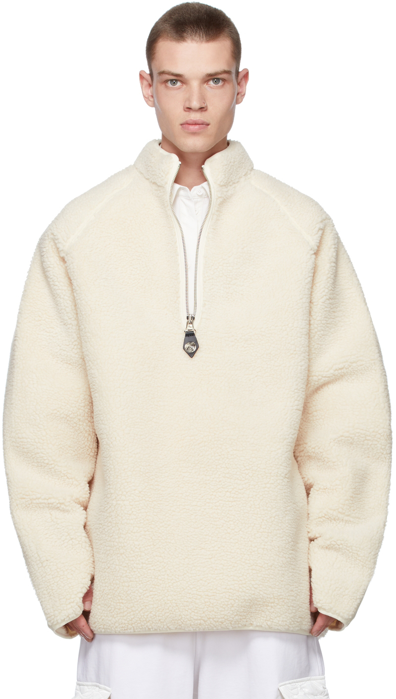 Off-White Oversized Fleece Half-Zip Sweatshirt by We11done on Sale