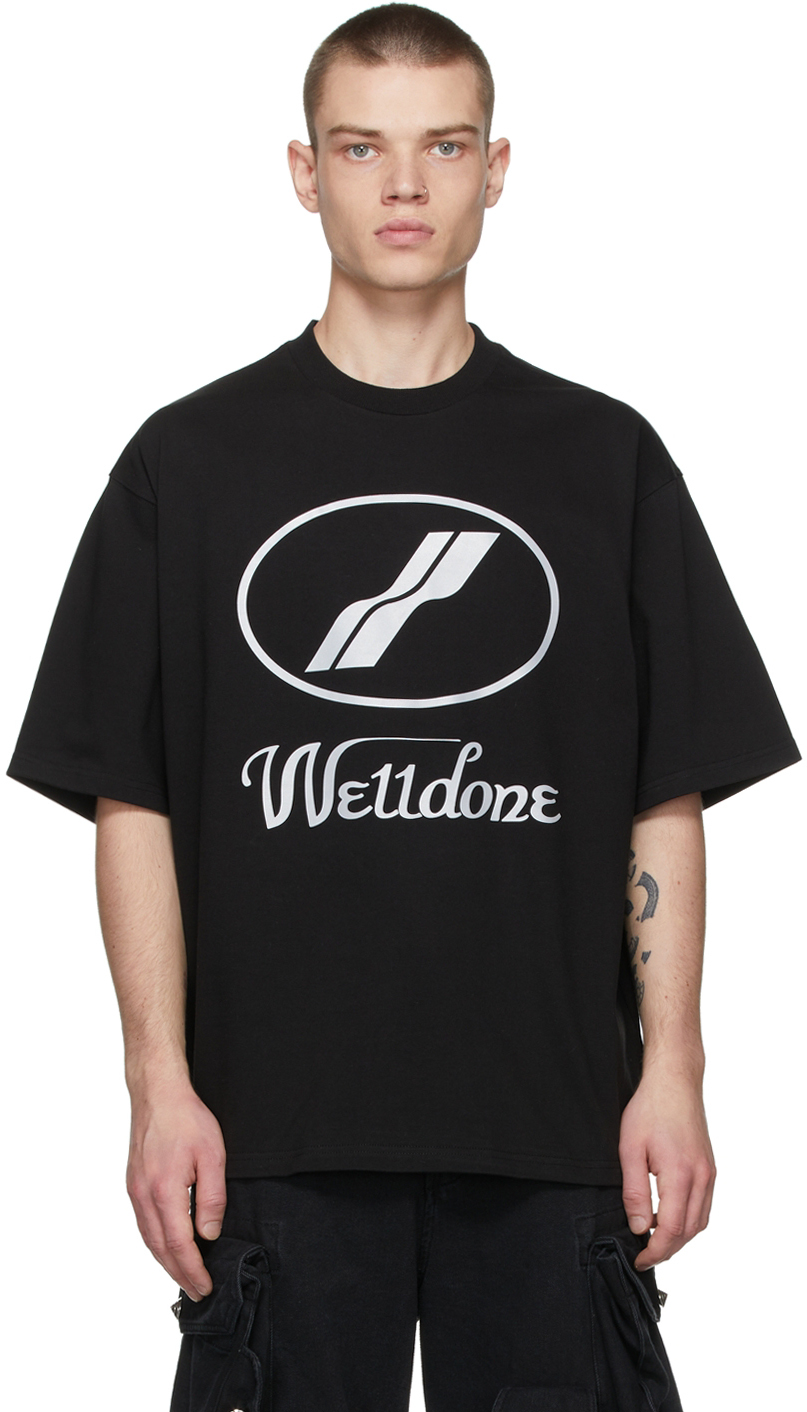 Black Logo T-Shirt by We11done on Sale