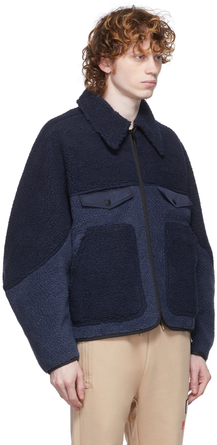 Li-Ning Navy Collared Boa Fleece Jacket | Smart Closet