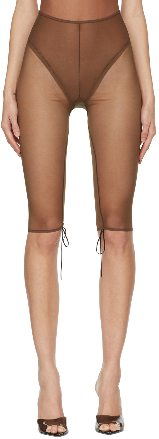 Nensi Dojaka SSENSE Exclusive Brown Sheer Tulle Shorts