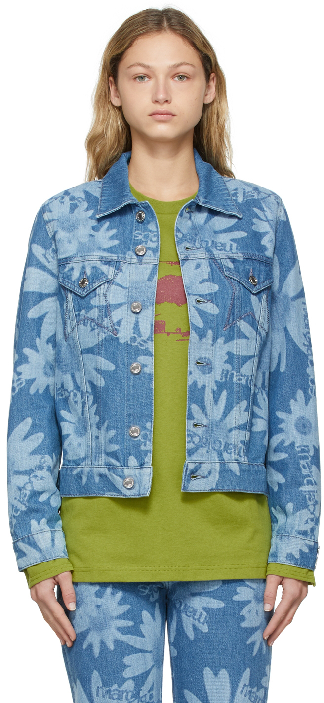Blue Denim Laser Floral Jacket