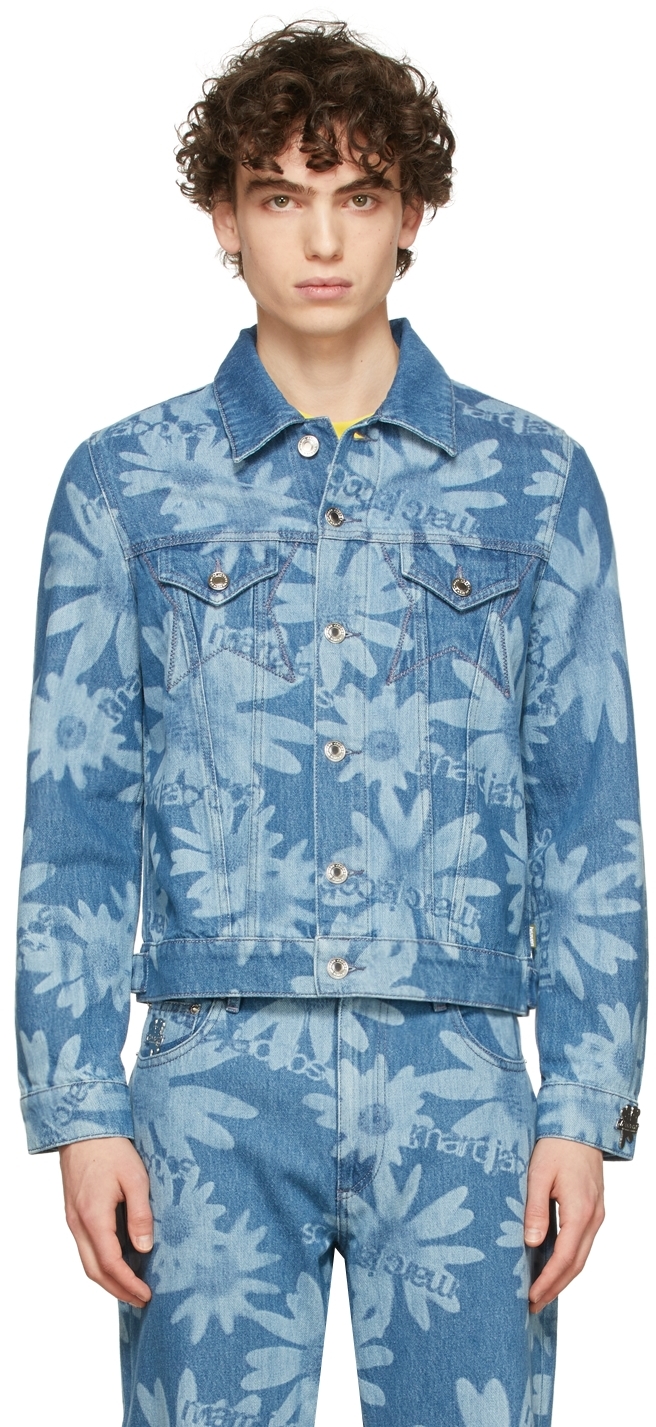 Blue Heaven by Marc Jacobs Denim Laser Floral Jacket SSENSE Men Clothing Jackets Denim Jackets 
