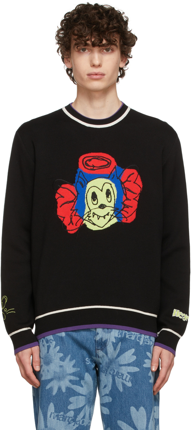 Black Knit Graphic Sweater