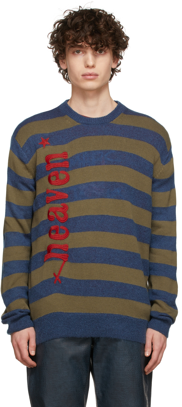 Blue & Khaki Striped Heaven Charm Sweater