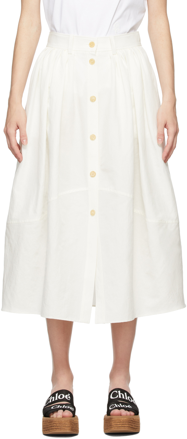 Chloé Off-White Linen Canvas Skirt