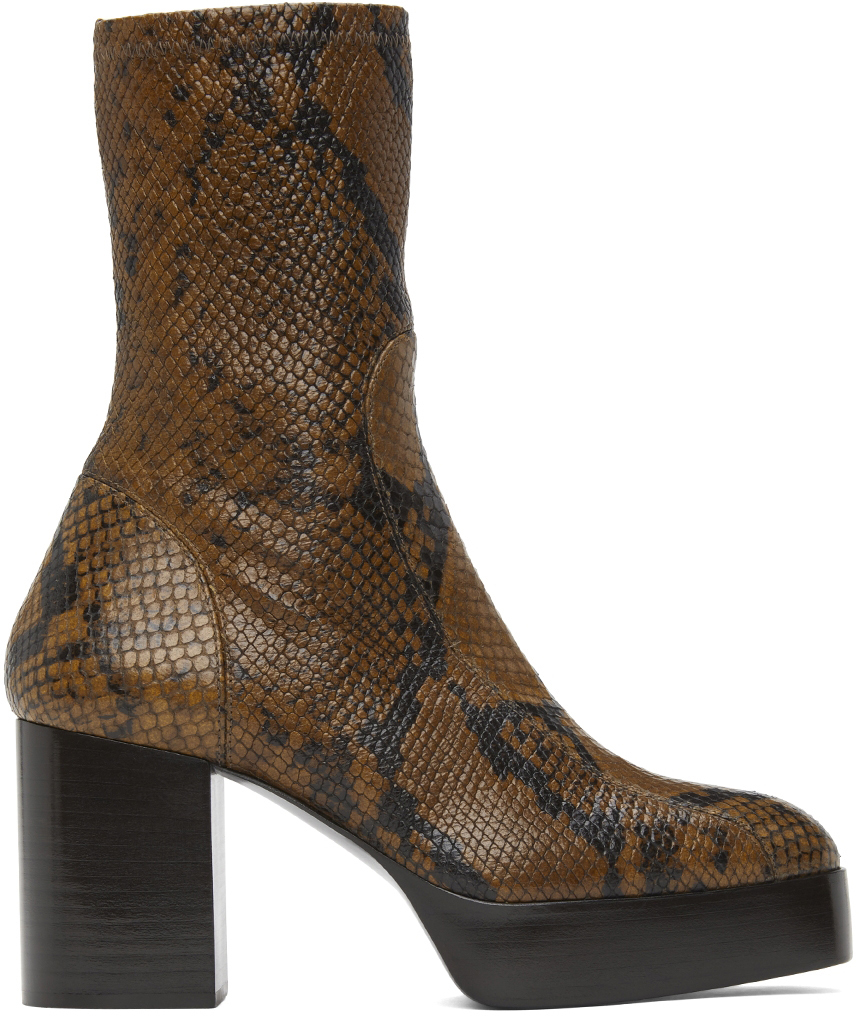 Chloé Black & Brown Python Izzie Boots
