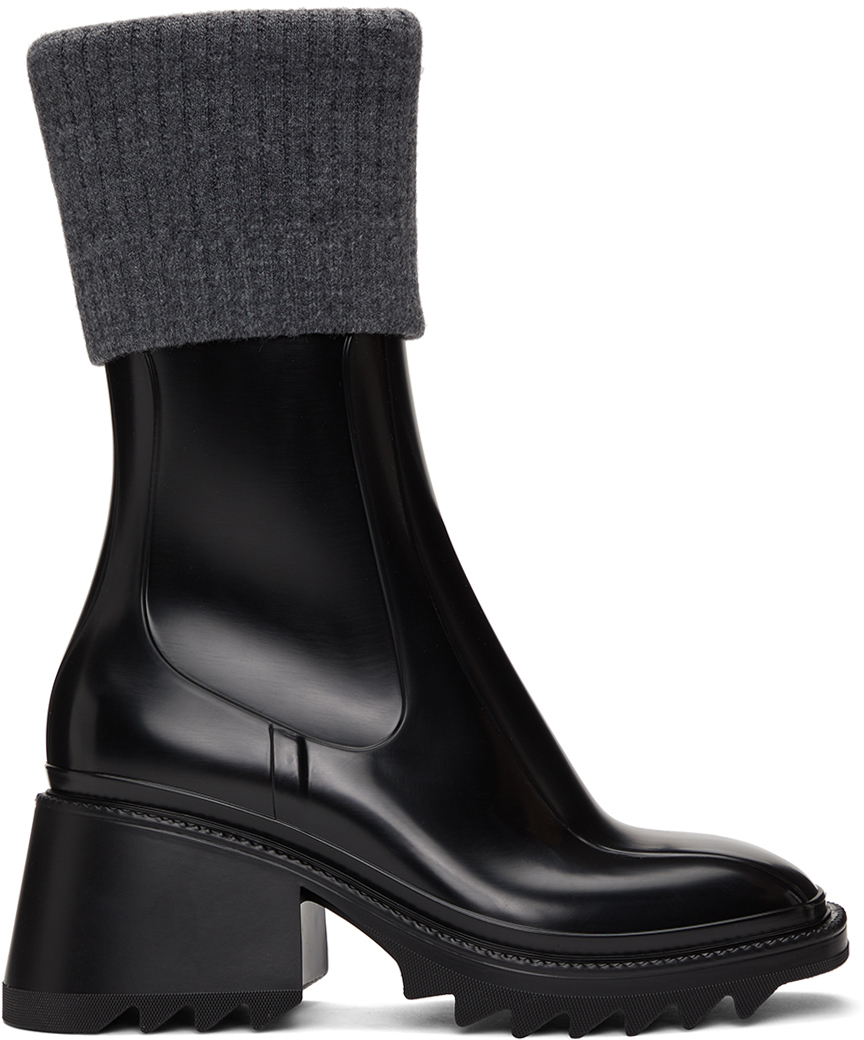 Chloé Black & Grey Betty Rain Boots