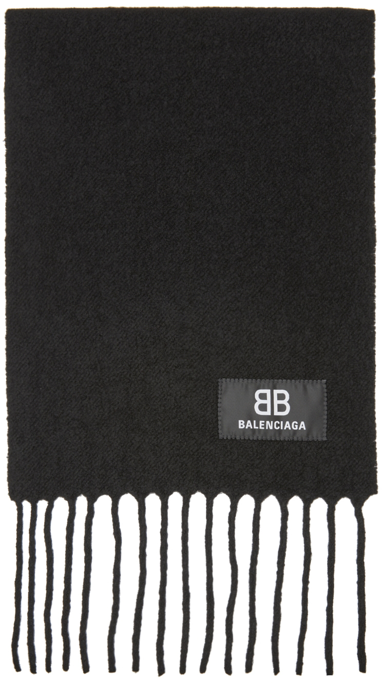 Balenciaga Black Boucle Fringed Scarf