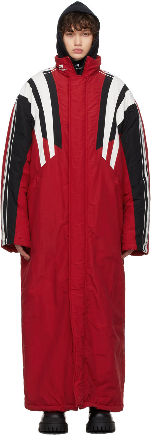 Balenciaga Womens Red Striped High-neck Tracksuit Coat M 6400 Red | ModeSens