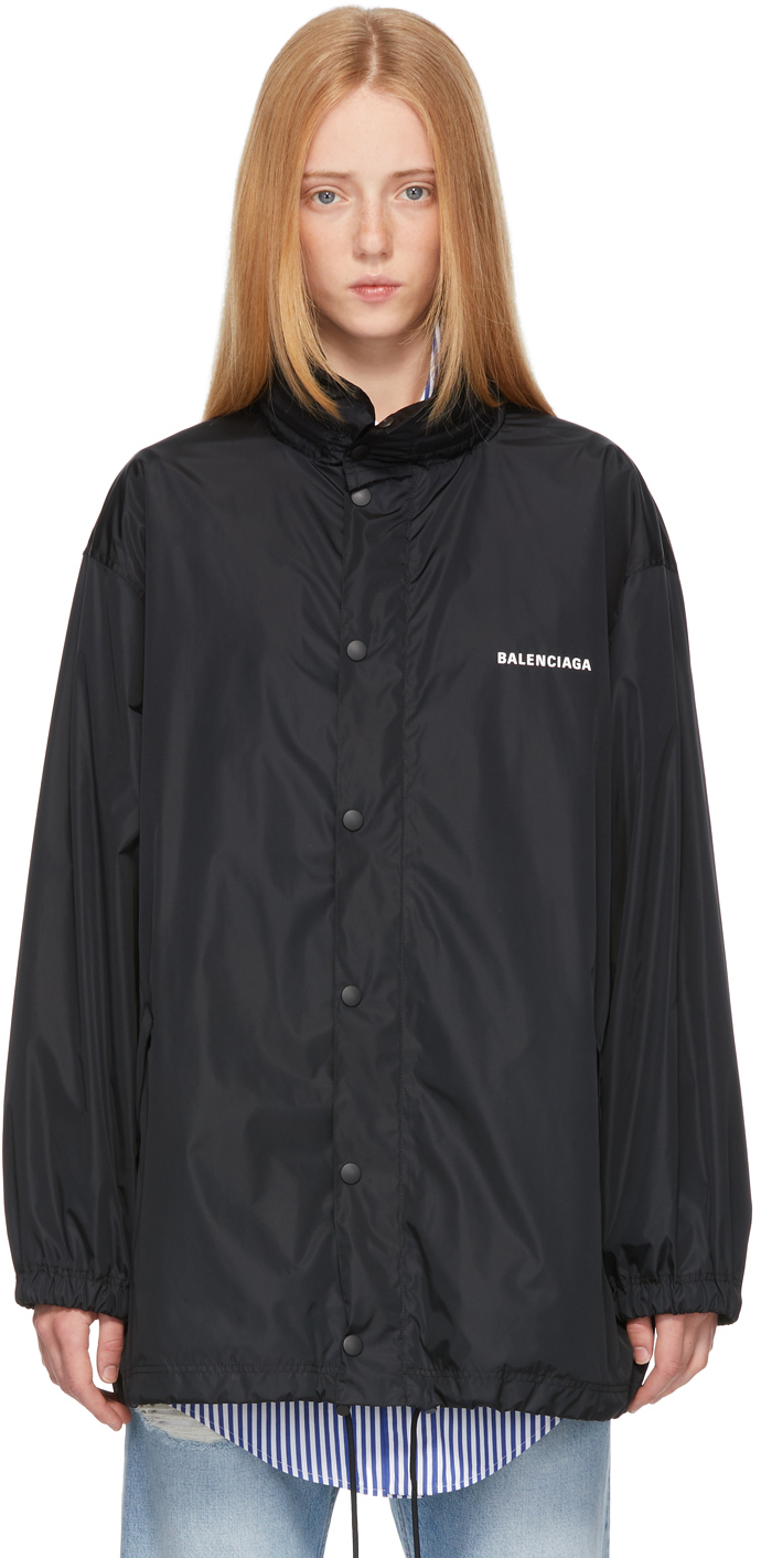 Balenciaga Black 'This Is Not The New Logo' Rain Jacket