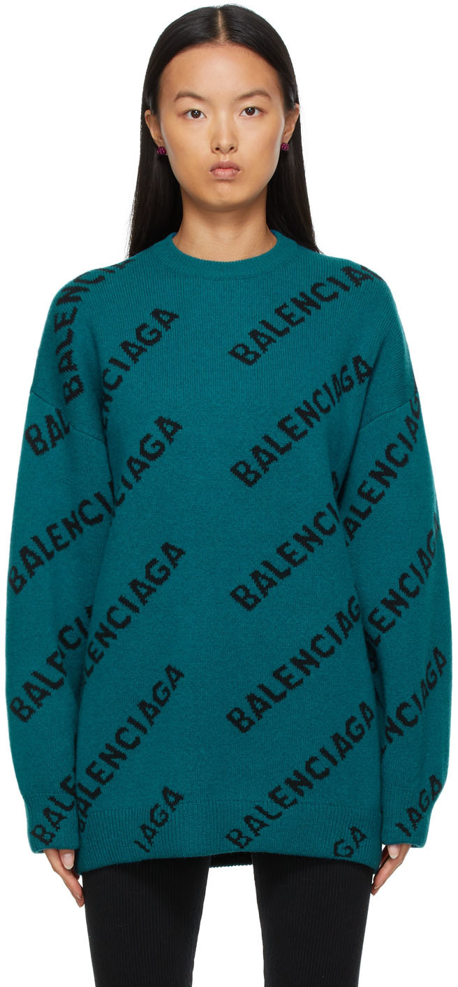 Ambient fure Giv rettigheder Balenciaga: All Over Logo Sweater | SSENSE