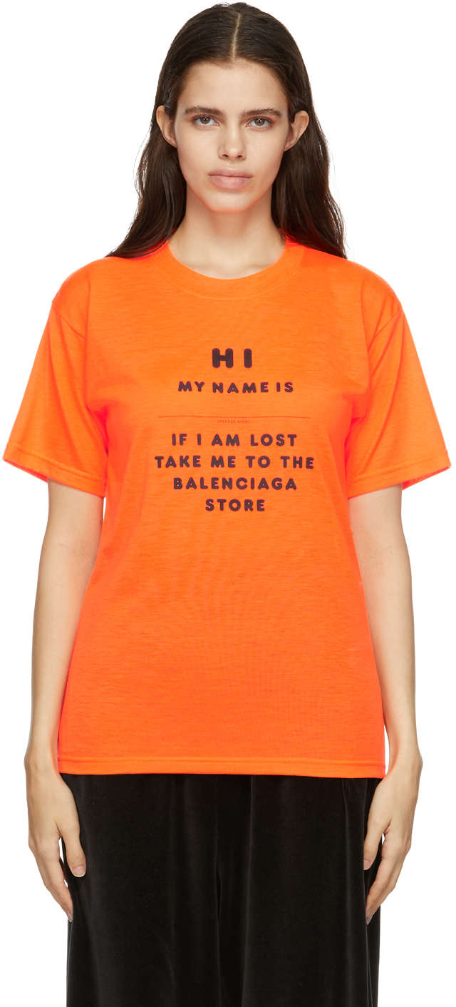 Orange 'Hi My Name Is' T-Shirt