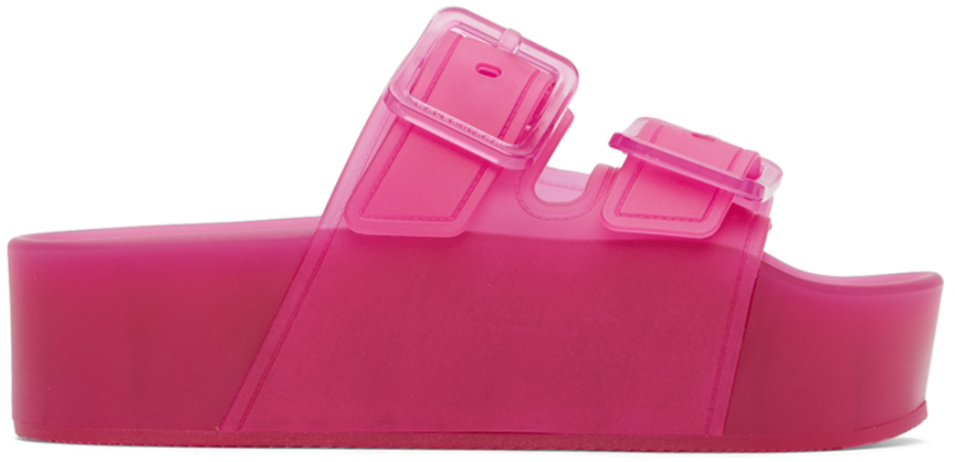 Pink Rubber Platform Mallorca Sandals