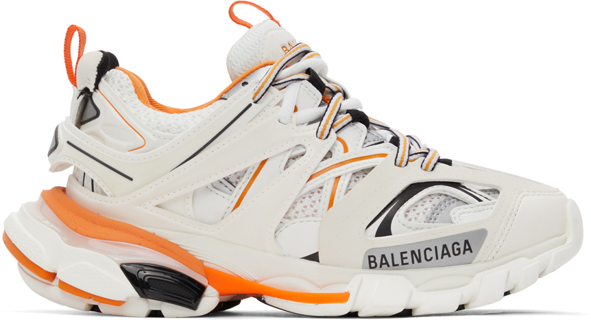 Balenciaga: Orange & White Track Sneakers | SSENSE