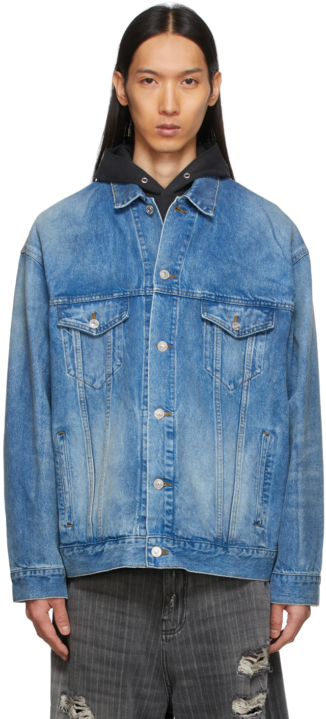Blue BB Splatter Jacket by Balenciaga on Sale