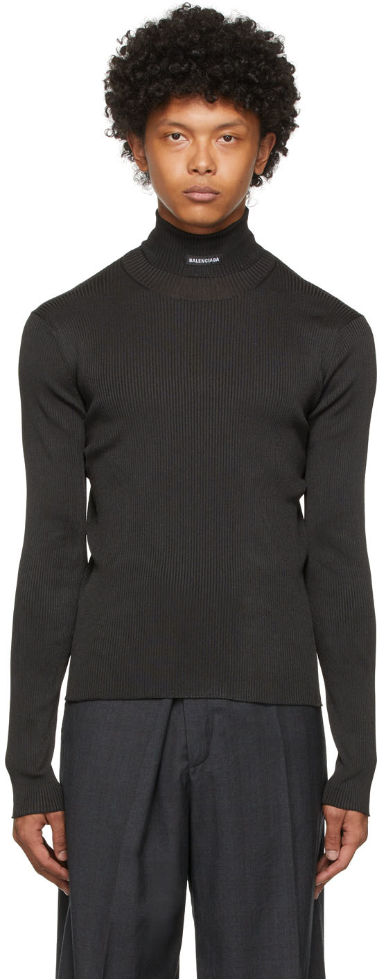 Balenciaga Black Long Sleeve Rib Knit Turtleneck