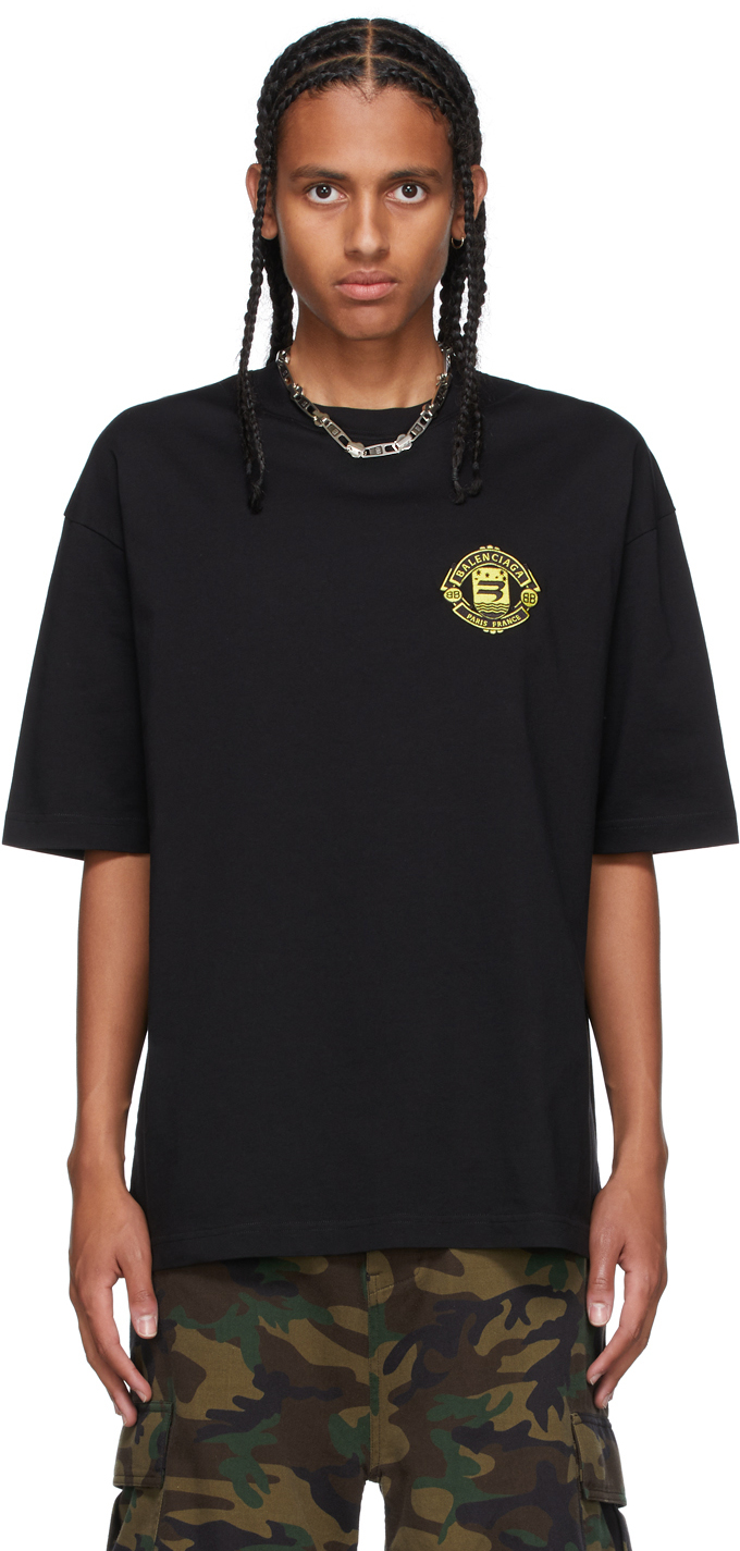 Balenciaga Black Medium Fit Crest Logo T-Shirt