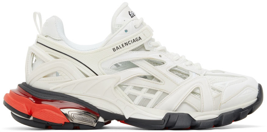 Balenciaga Baskets Track.2 blanc et rouge à découpes - 568614-W2GN3-9610