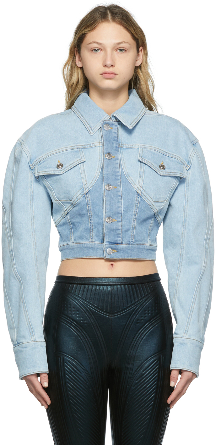 Mugler Denim Oversized Shoulder Jacket 