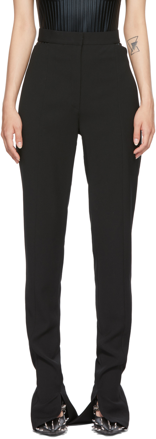 Mugler: Black Wool Cut-Out Trousers | SSENSE