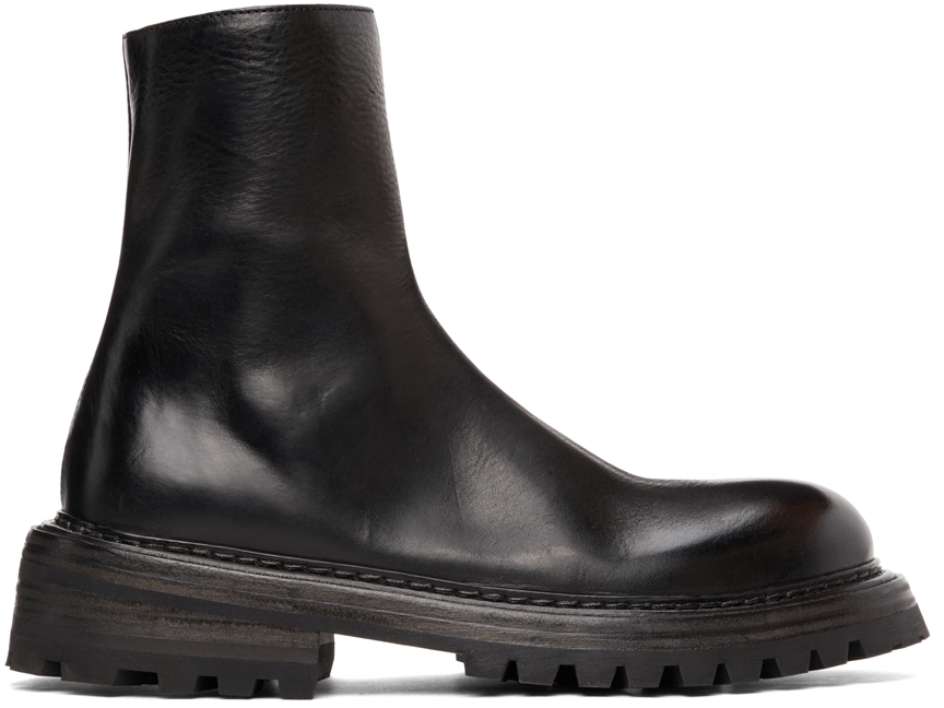 Black Carrucola Zip-Up Boots by Marsèll on Sale