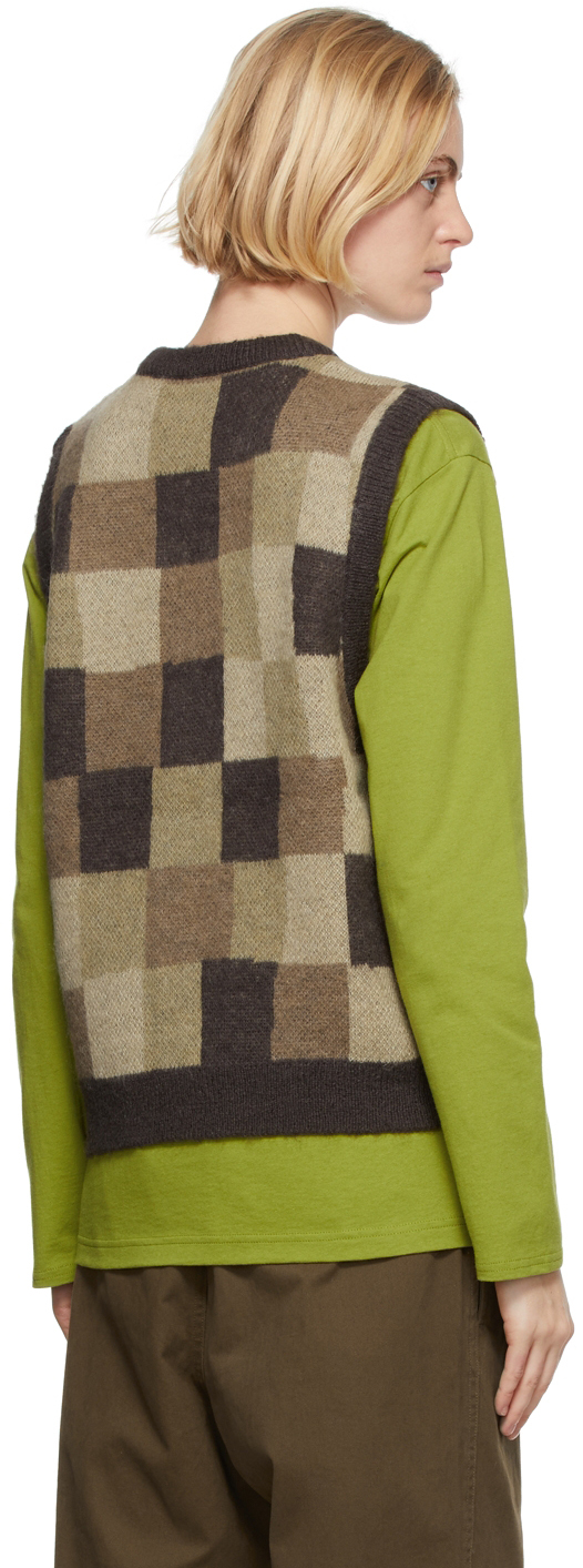 Stüssy Brown Wobbly Check Sweater Vest | Smart Closet