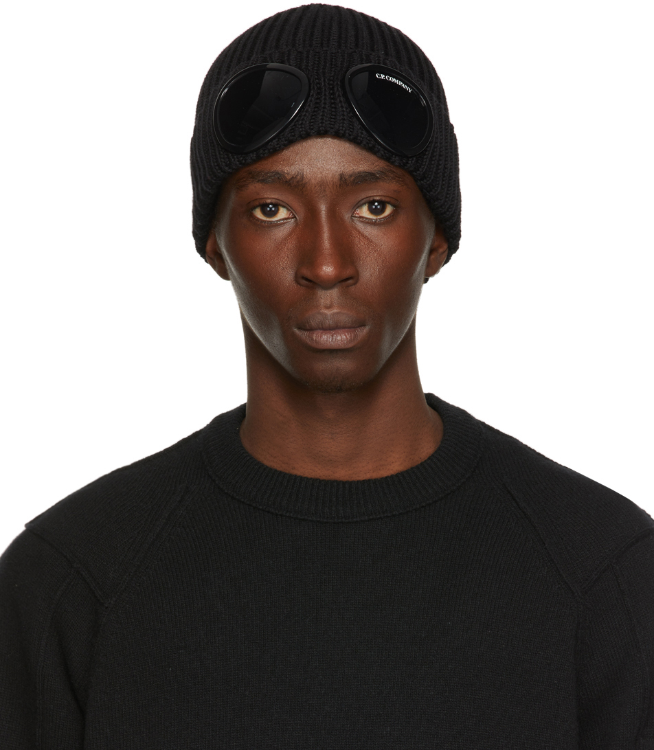 C.P. Company Black Goggle Beanie SSENSE Canada