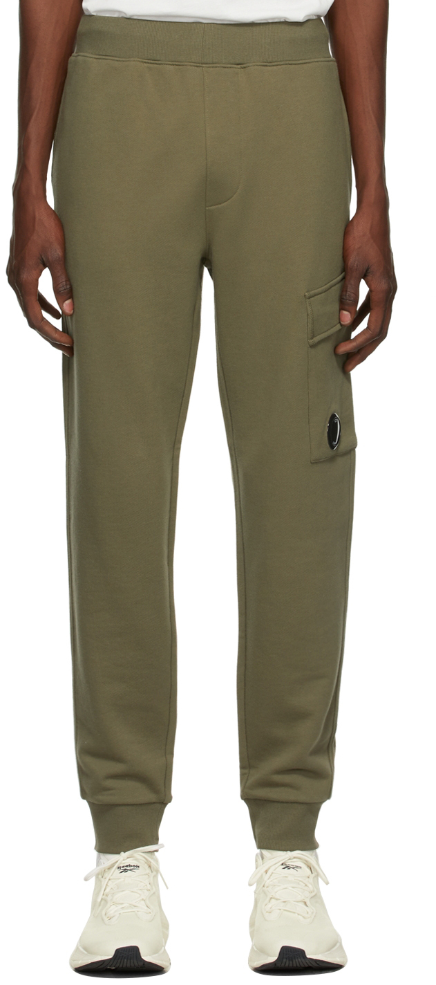 C.P. Company: Khaki Diagonal Raised Lounge Pants | SSENSE