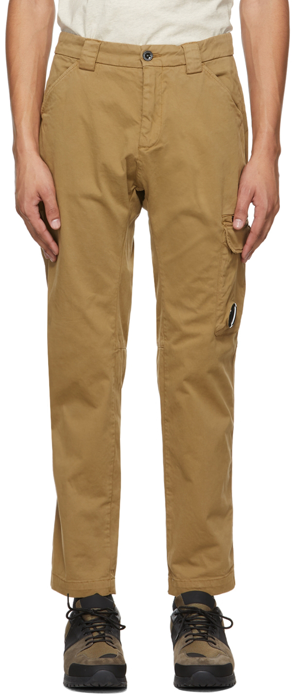 Tan Stretch Sateen Utility Trousers by 