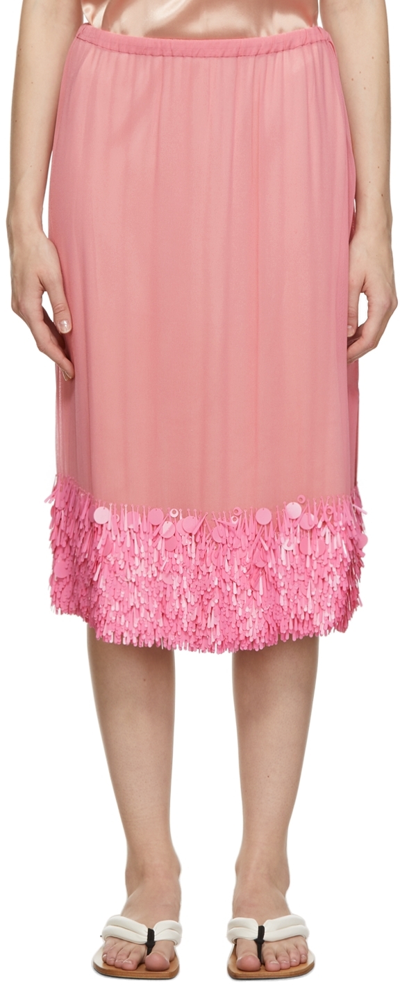 Dries Van Noten Pink Gauze Sequin Skirt