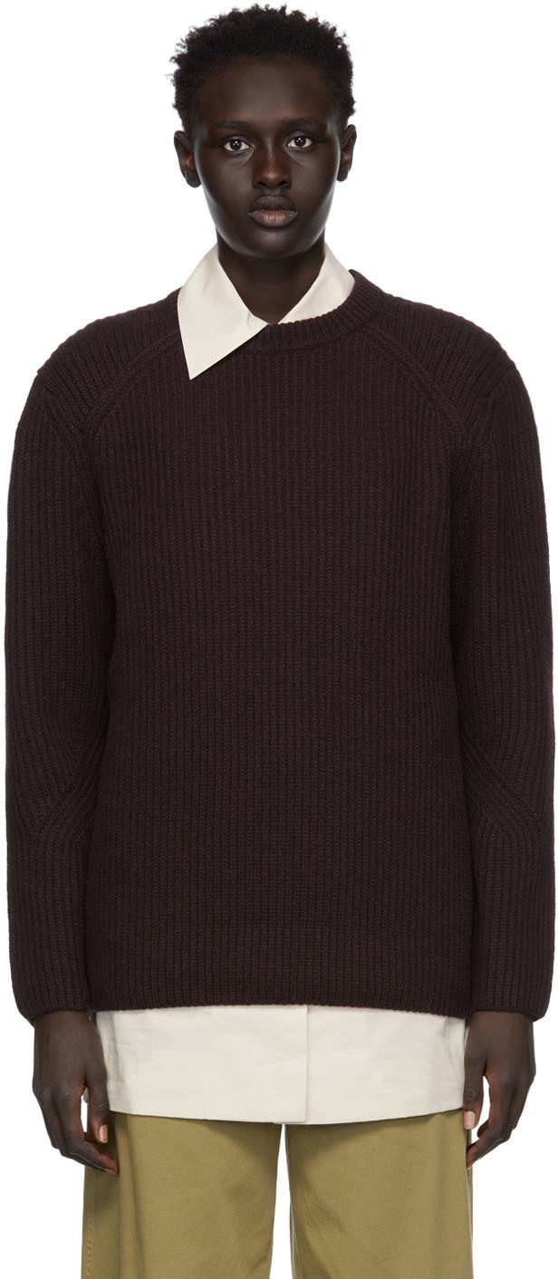 Dries Van Noten: Purple Wool Ribbed Sweater | SSENSE