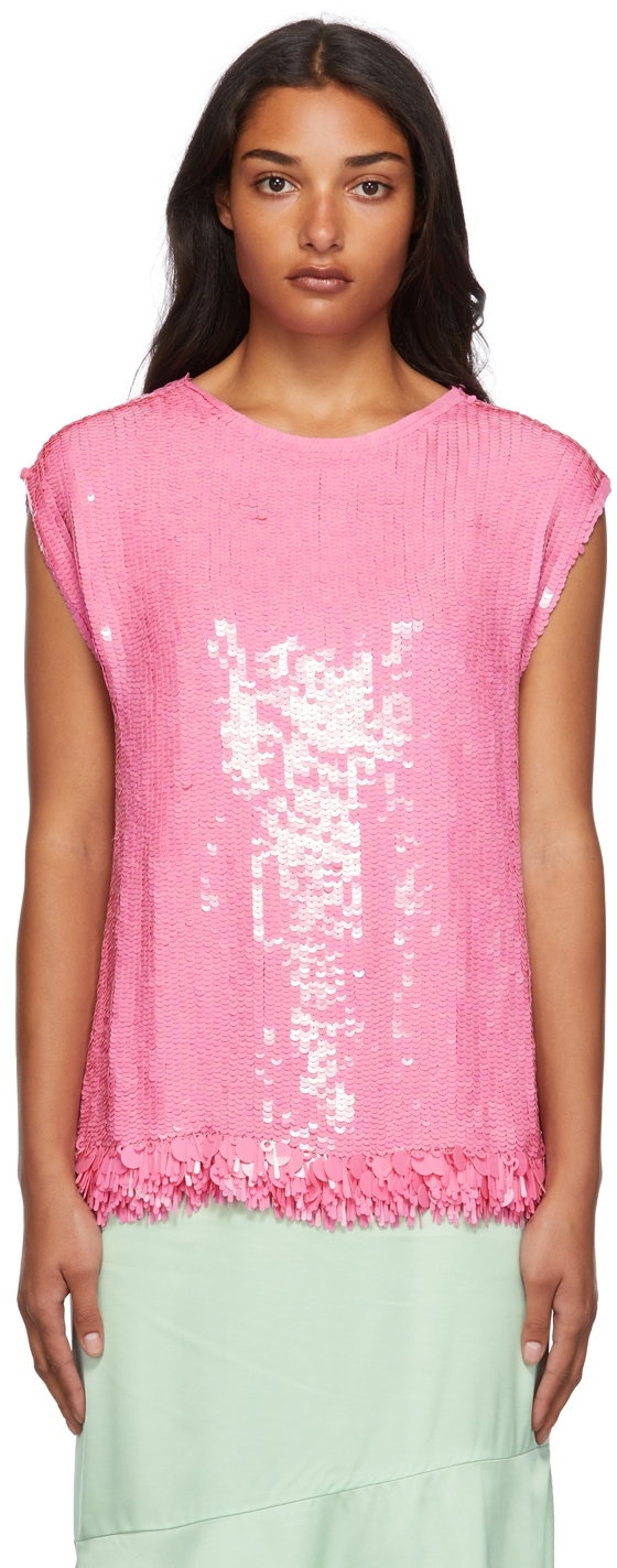pink sequin blouse