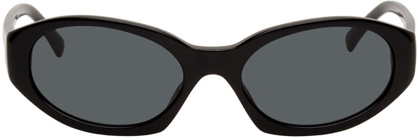 Dries Van Noten: Black Linda Farrow Edition Oval Sunglasses | SSENSE UK