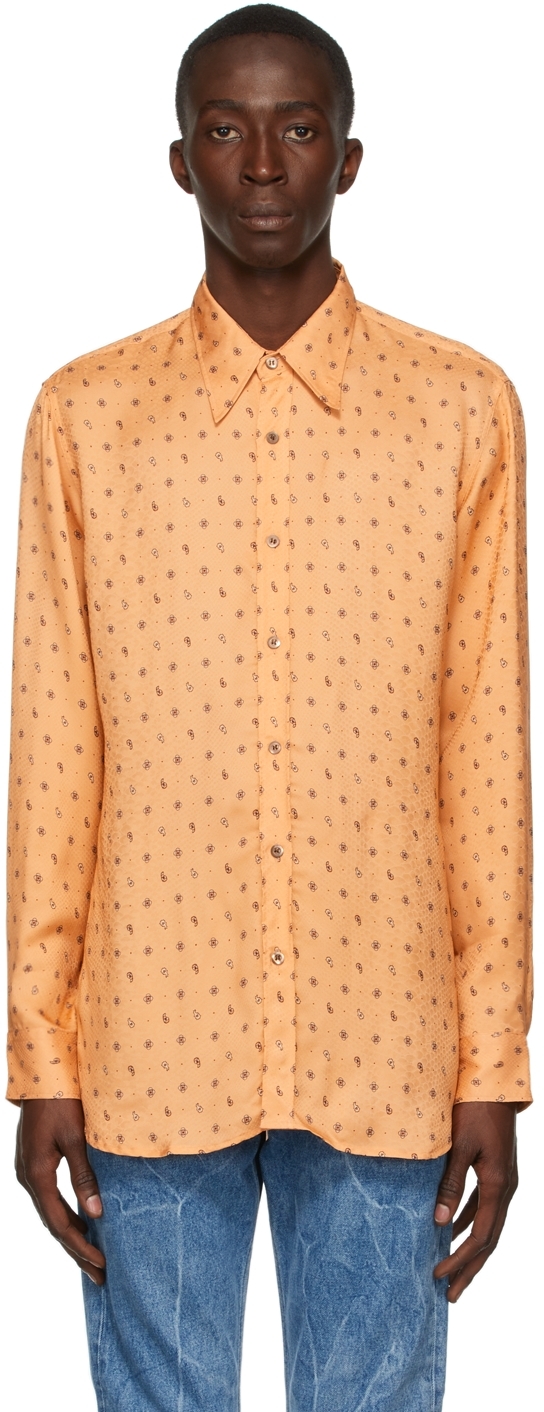 Dries Van Noten: Orange Printed Shirt | SSENSE