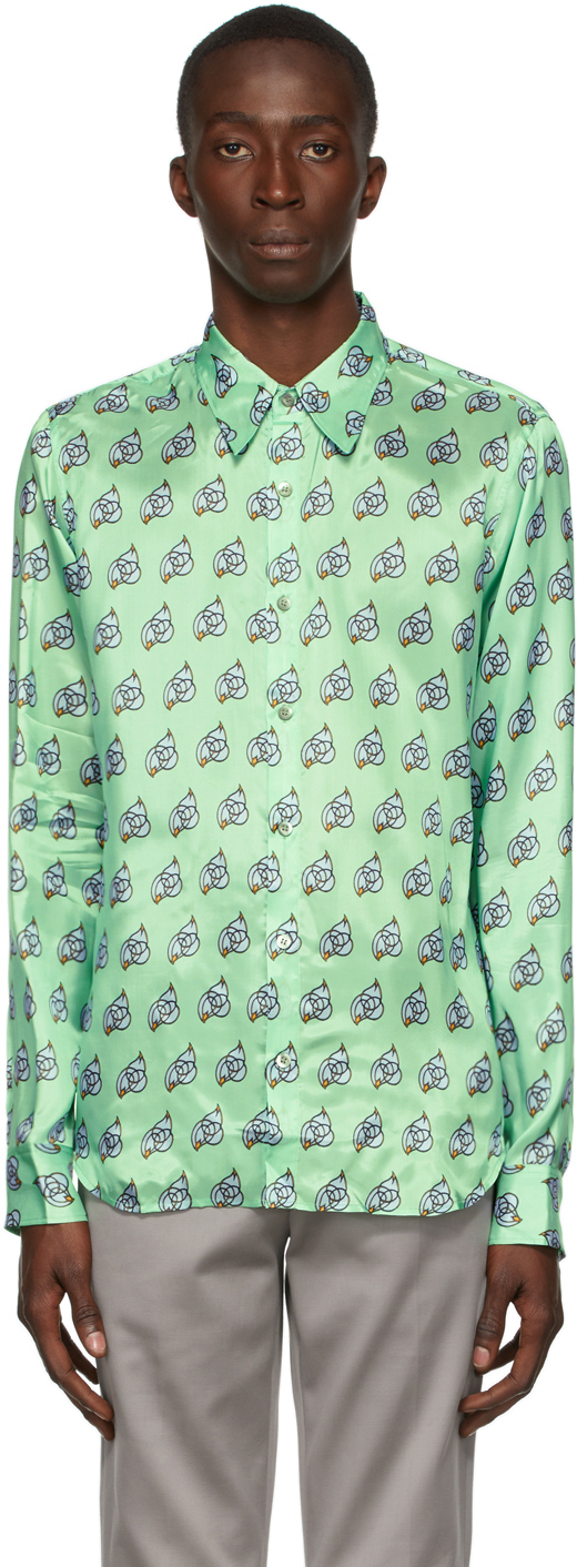 Green Viscose Printed Shirt