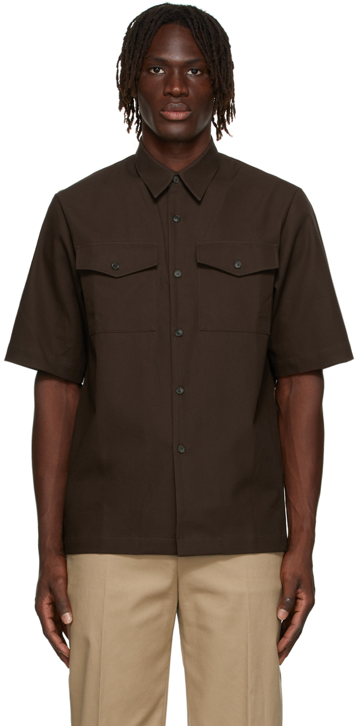 Brown Gabardine Short Sleeve Shirt
