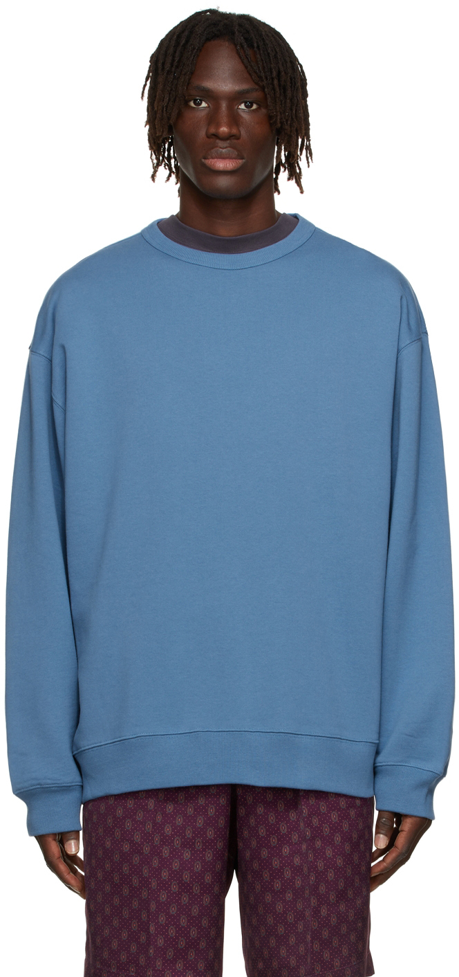 Dries Van Noten: Blue Medium Weight French Terry Sweatshirt | SSENSE Canada
