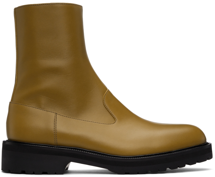 mustard leather ankle boots