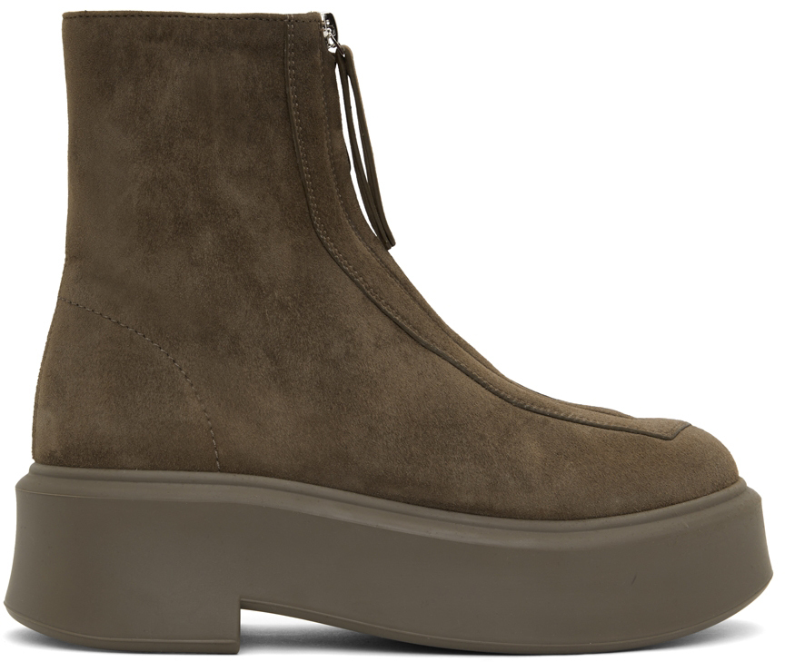 The Row Taupe Suede Zipped 1 Boots