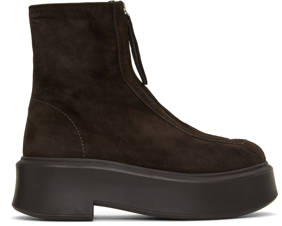 The Row Brown Suede Zipped 1 Boots