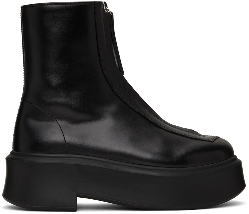 The Row: Black Zipped 1 Boots | SSENSE