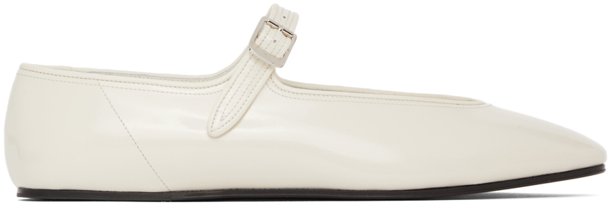 THE ROW Olga Patent-leather Mary Jane Flats Brown