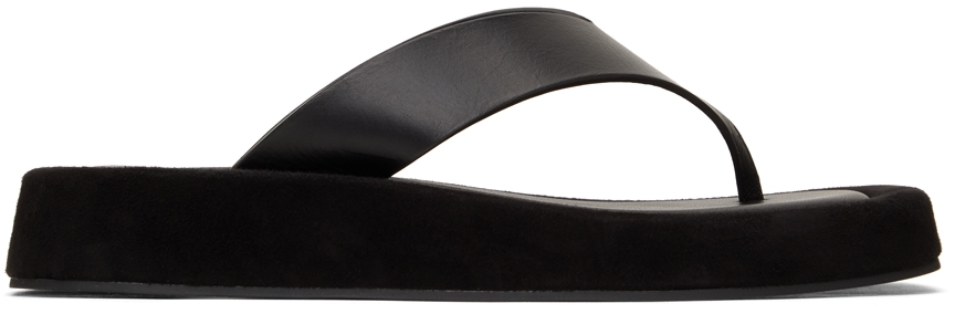 The Row: Black Ginza Sandals | SSENSE