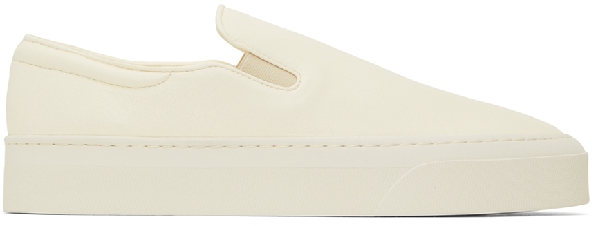 The Row Off-White Leather Marie H Slip-On Sneakers