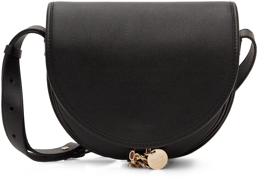 See By Chloé Mara Embellished Leather-trimmed Suede Shoulder Bag In Black
