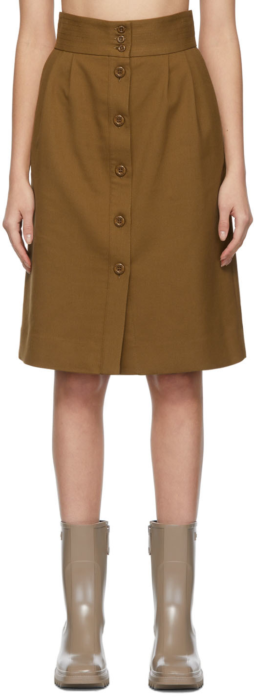 See by Chloé Khaki Button-Up Skirt