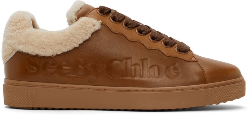 See by Chloé Tan Leather & Shearling Essie Sneaker